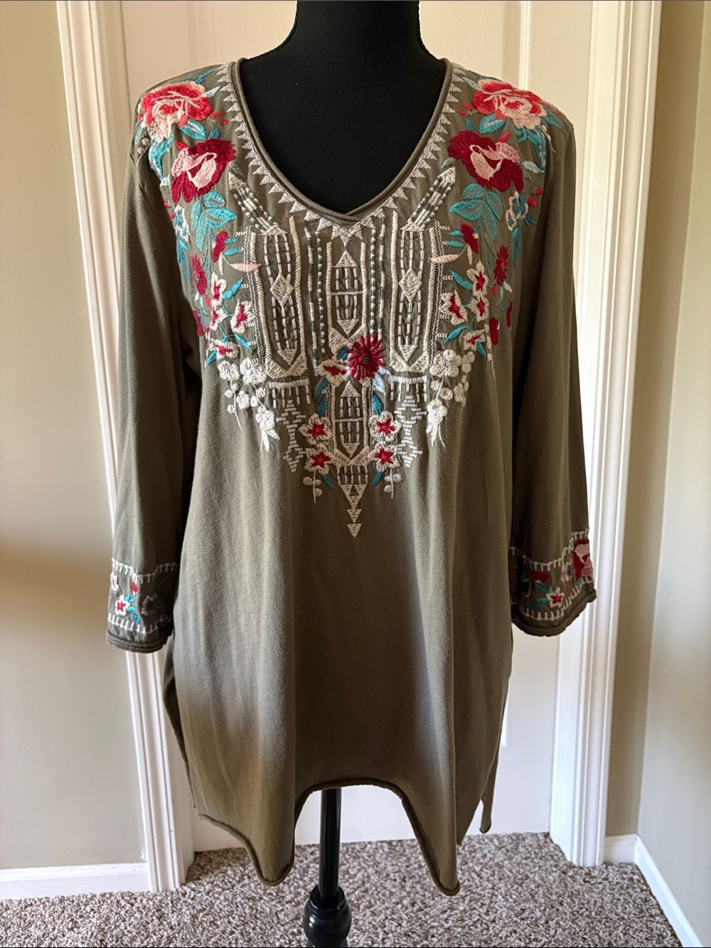 Johnny Was Embroidered Tunic Top L